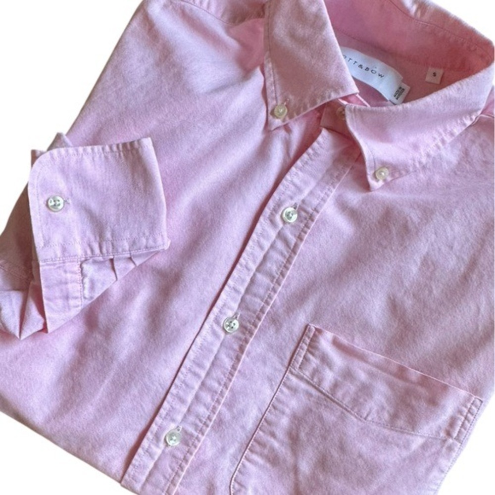 Mott & Bow Shirt Men's Small‎ Pink Oxford 100% Cotton Button Down Long Sleeve